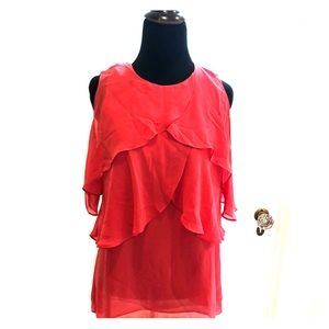 WHBM Coral red layered sleeveless top